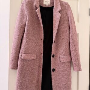 And Other Stories Dusty Rose Textured Single-Breasted Trench Coat